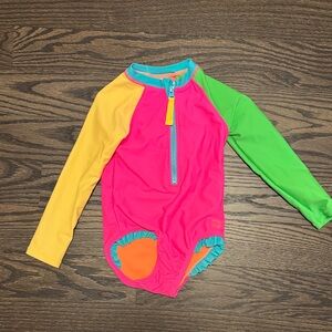 Rufflebutts 2T NWOT Neon Colorblock Long-Sleeve Rash Guard Swimsuit